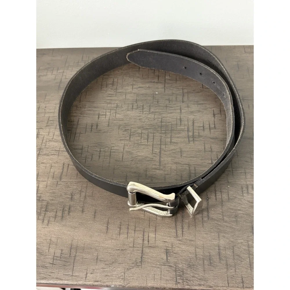 Amiee Lynn Vintage Black Leather Belt Silver Buckle Sz XL 1.25in Wide Women's